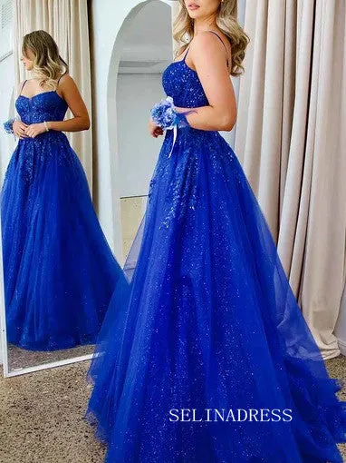 A line Illusion V neck Appliques Long Sparkly Prom Formal Dress With High Split sew1080