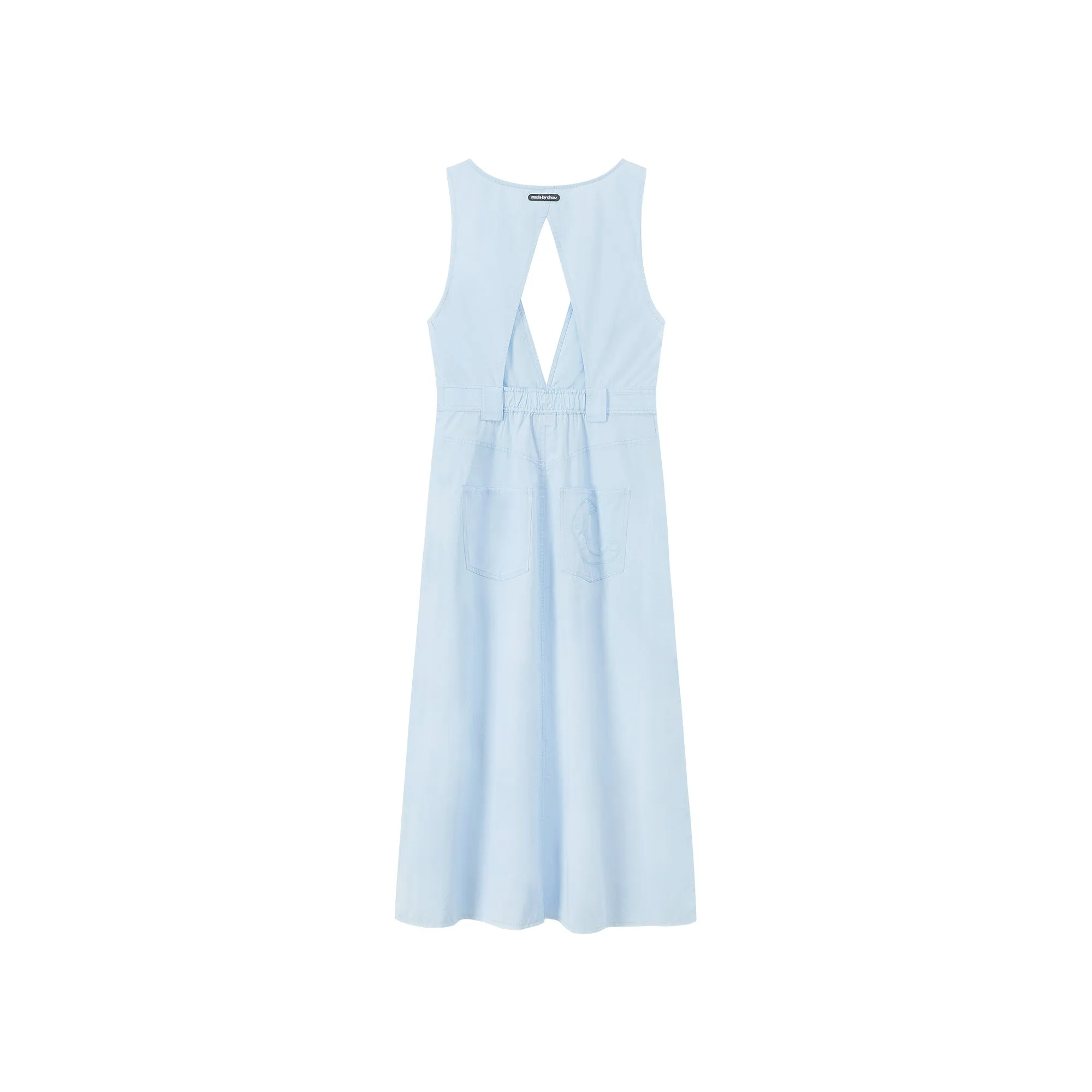 Backtie Dip V Neck Sleeveless Long Dress