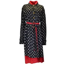 Balenciaga Black / White / Red Reversible Belted Polka Dot Dress