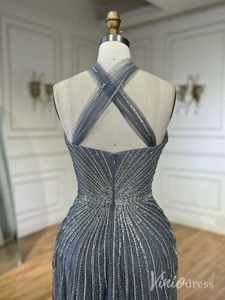 Beaded Halter Neck Prom Dresses Pageant Dress AD1240