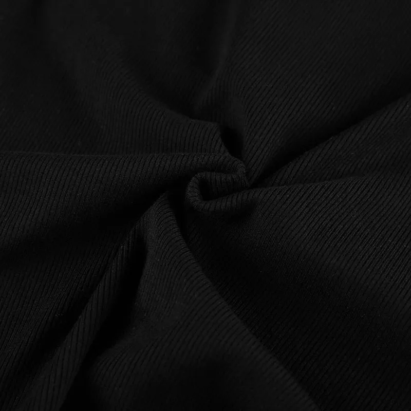 Black Flare Sleeve Slim Turn-Down Dress