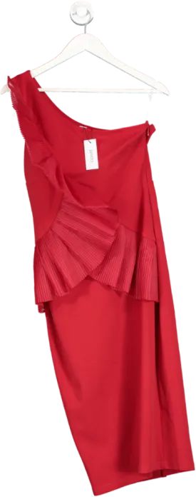 Coast Red Asymmetric Ruffle Dress UK 10