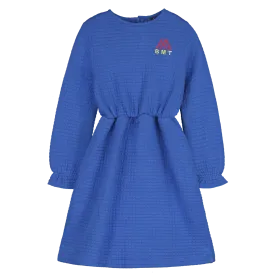 DR08-SHORT QUILTED DRESS EMBRODERY-Fresh blue