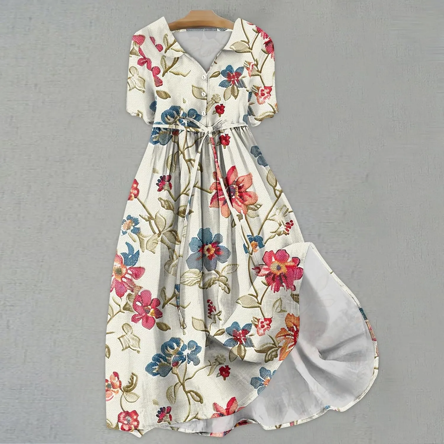 Dresses for Women 2025 Tie Swing Spring Summer Maxi Dress Short Sleeve Womens Summer