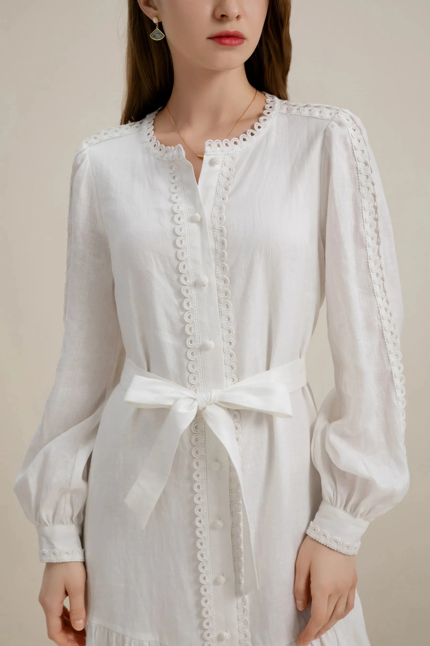 GDS Angelica Linen Short Dress |  White