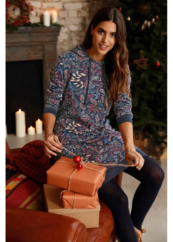 John Baner Jeanswear Long Sleeve Printed Thick Dress, Blue