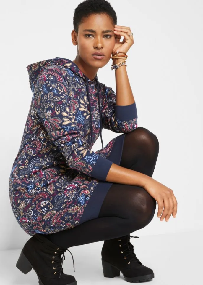 John Baner Jeanswear Long Sleeve Printed Thick Dress, Blue