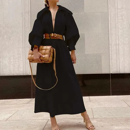 Long Lantern Sleeve Bohemian Maxi Dress