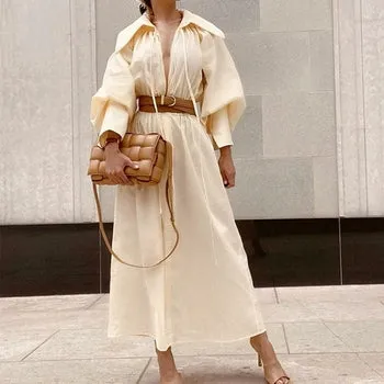 Long Lantern Sleeve Bohemian Maxi Dress