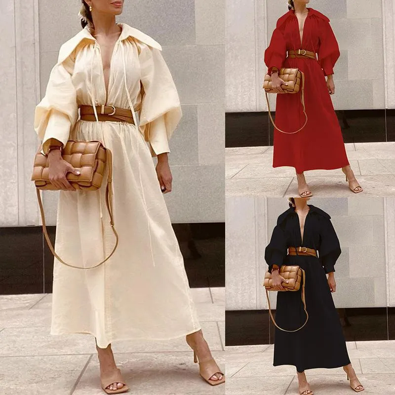 Long Lantern Sleeve Bohemian Maxi Dress