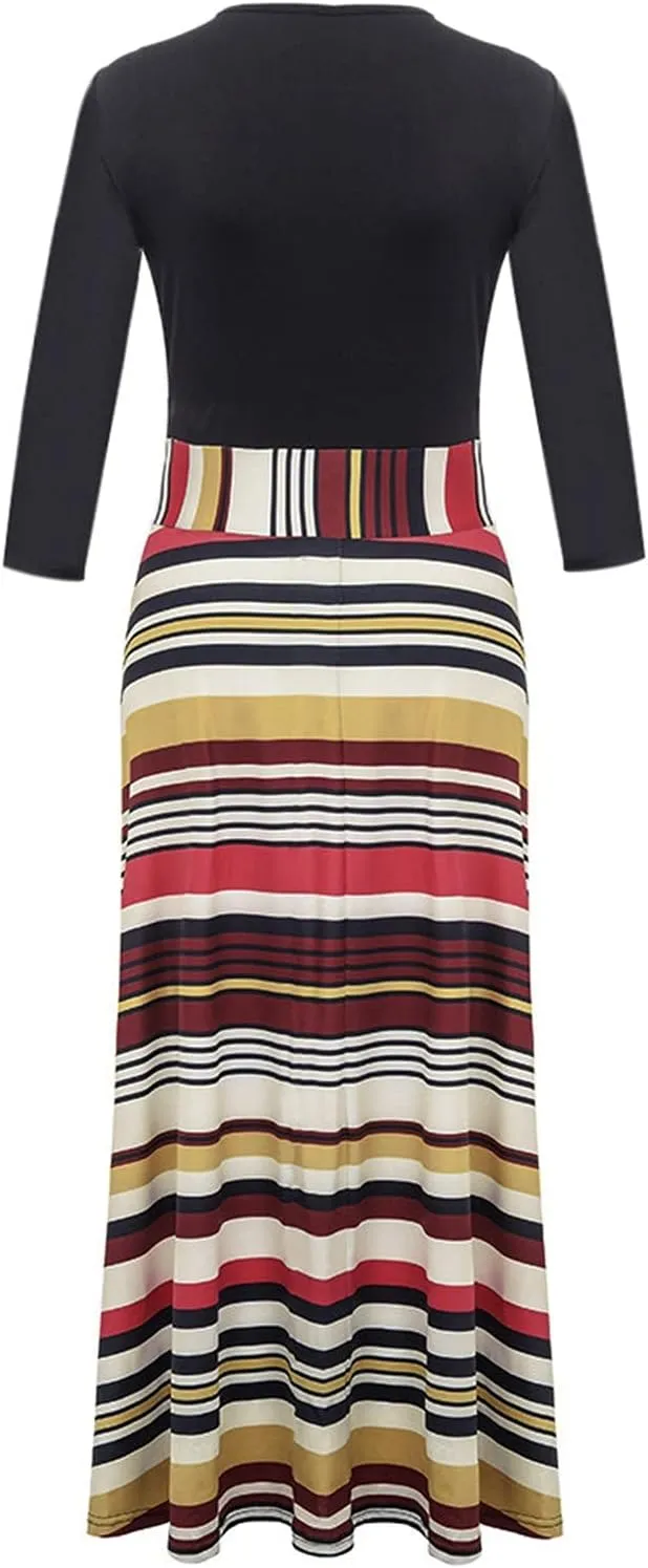 Long Sleeve Maxi Dress for Women 2024 Spring Summer Boho Floral Print Plus Size Floor Length Dress Casual Long Sundresses