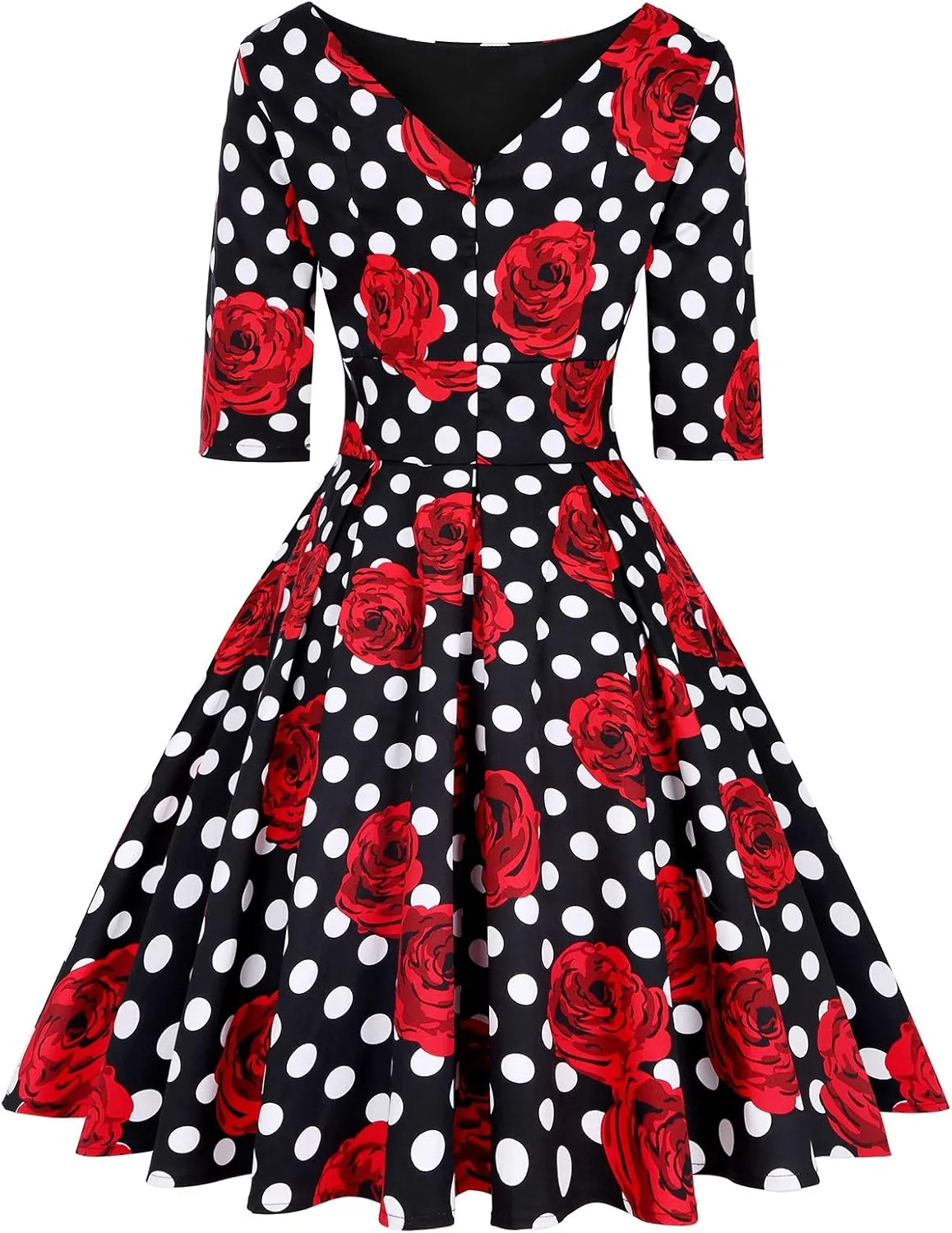 MINTLIMIT Women's 1950s Retro Vintage Cocktail Party 3/4 Sleeve Swing Dress