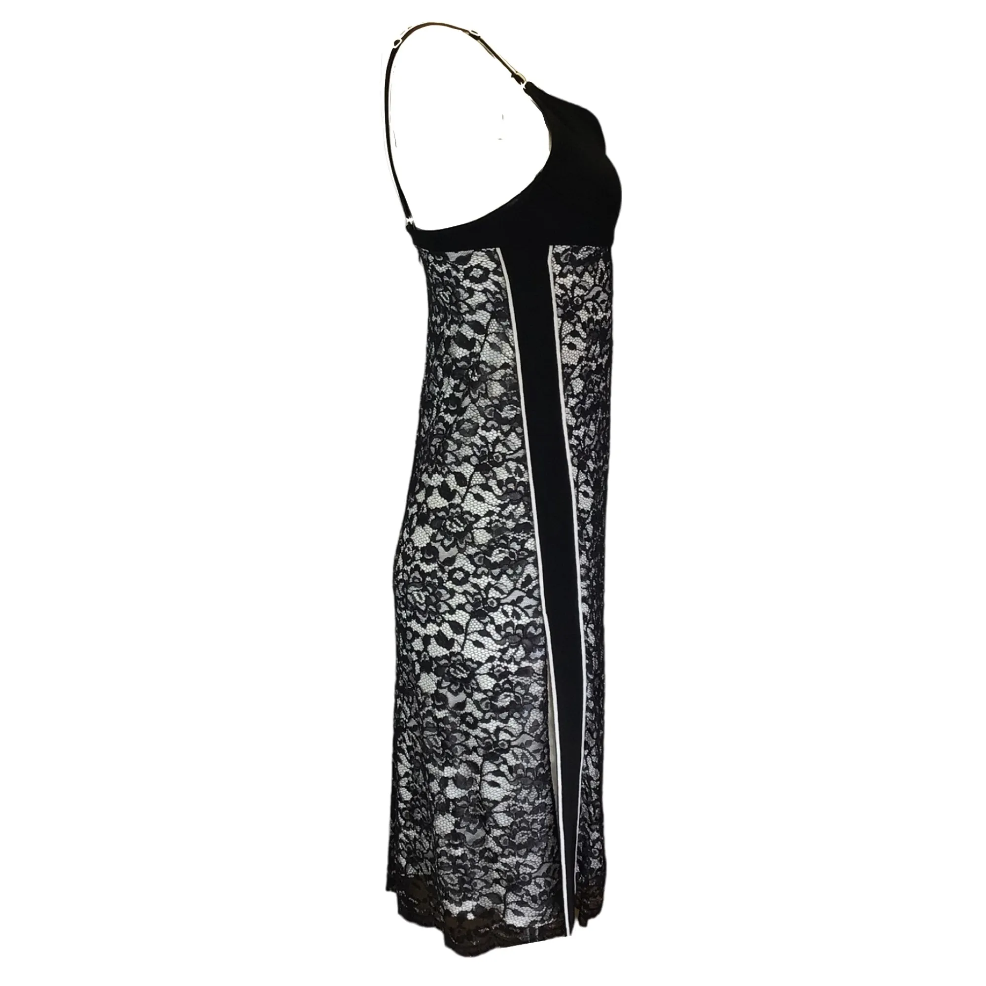 Paco Rabanne Black / White Sleeveless Lace Midi Dress