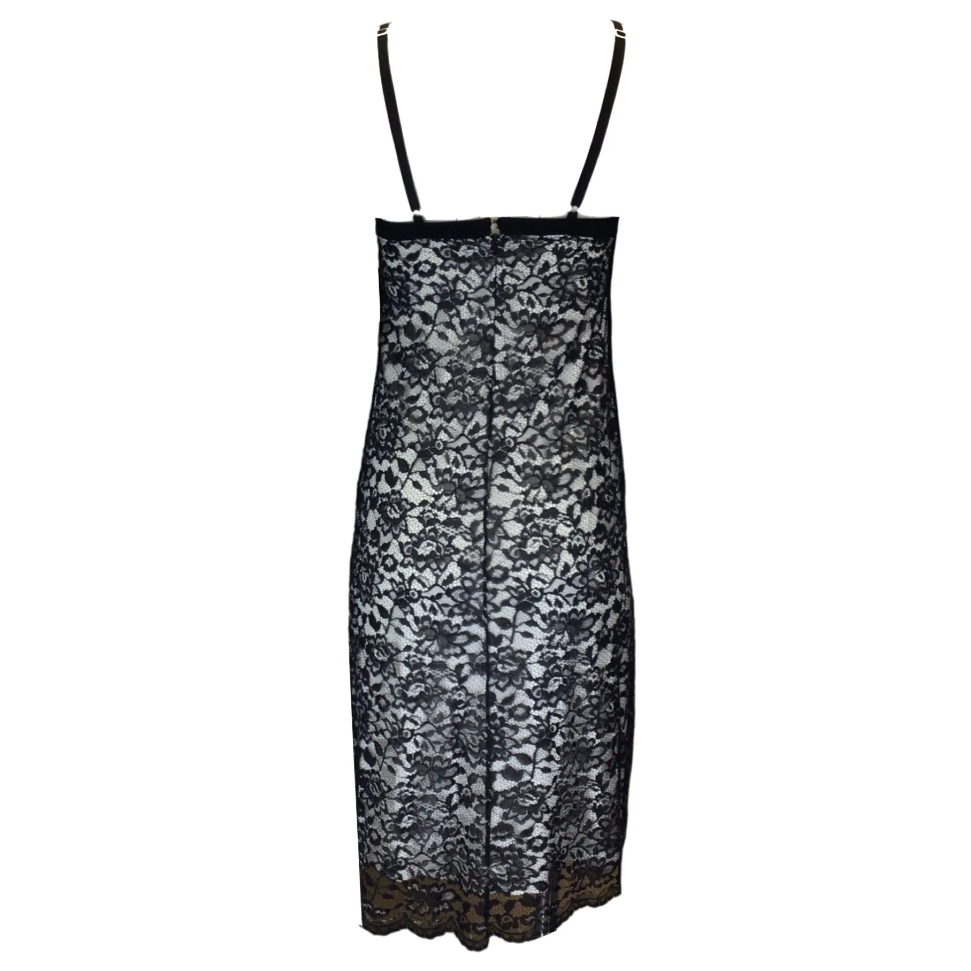 Paco Rabanne Black / White Sleeveless Lace Midi Dress