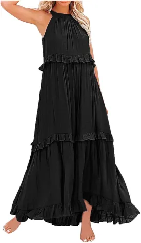 Plus Size Dresses for Curvy Women Casual Slip Tank Dresses Spaghetti Strap Flowy Maxi Long Plus Size Dresses