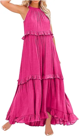 Plus Size Dresses for Curvy Women Casual Slip Tank Dresses Spaghetti Strap Flowy Maxi Long Plus Size Dresses