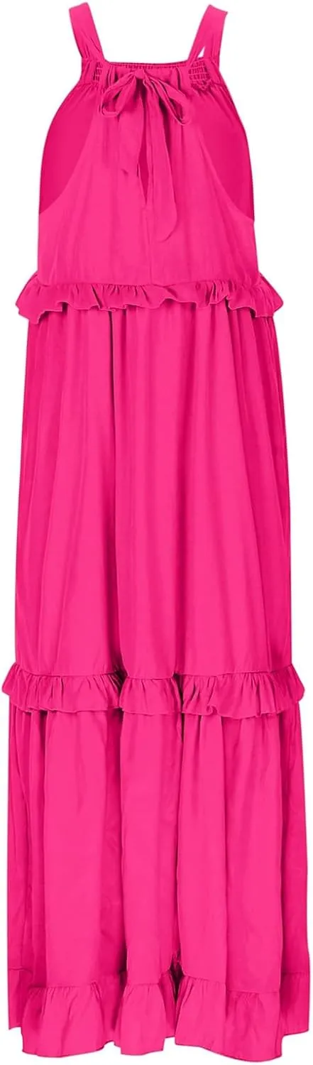 Plus Size Dresses for Curvy Women Casual Slip Tank Dresses Spaghetti Strap Flowy Maxi Long Plus Size Dresses