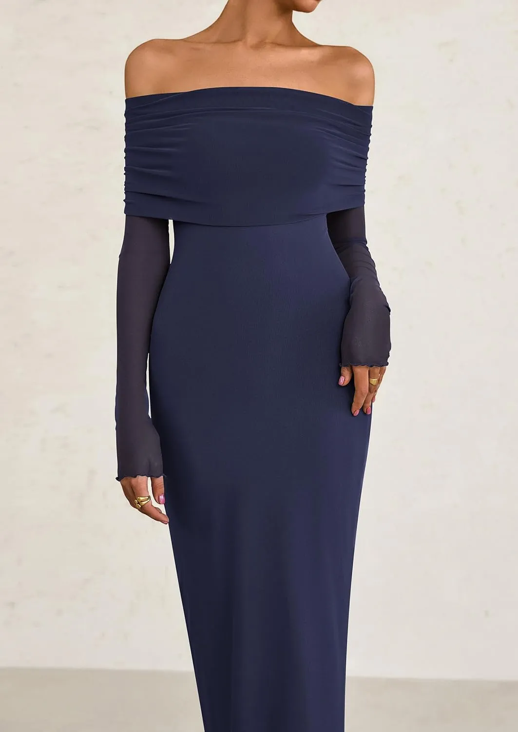PRETTYGARDEN Long Sleeve Formal Dress for Women Summer 2025 Off The Shoulder Mesh Baby Shower Wedding Guest Dresses