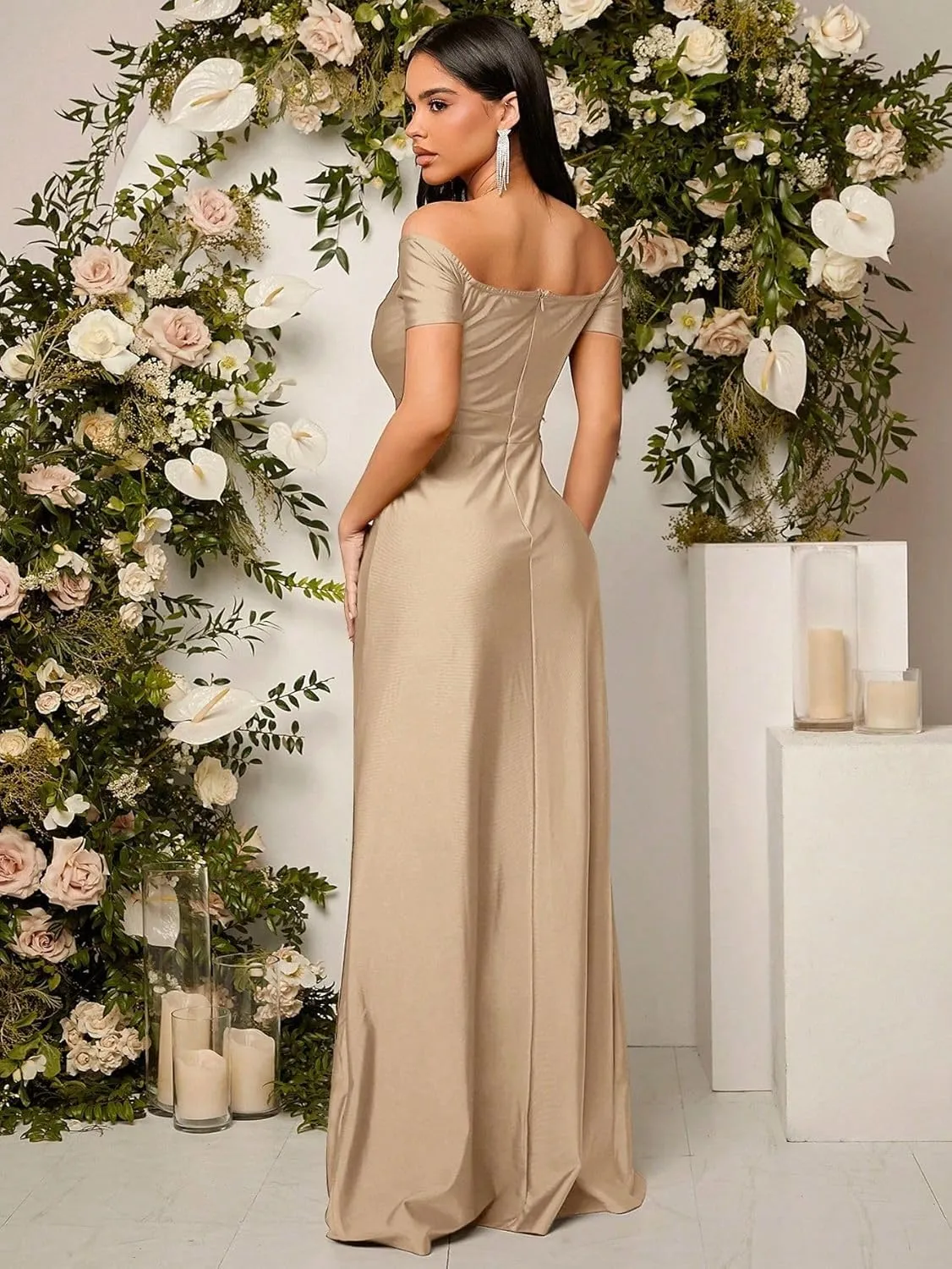SISKIN Women's Formal Dresses Evening Semi Ball Gowns Off The Shoulder High Split Maxi Sleeveless Long Party Dress 2025