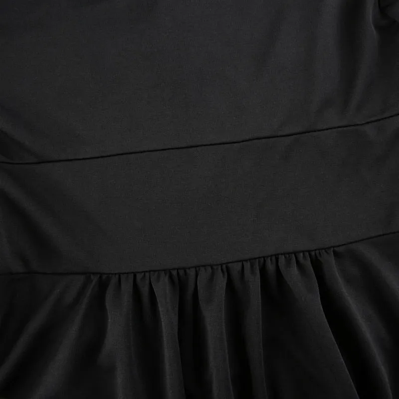 V-Neck Long Sleeve Pleated Party Dress