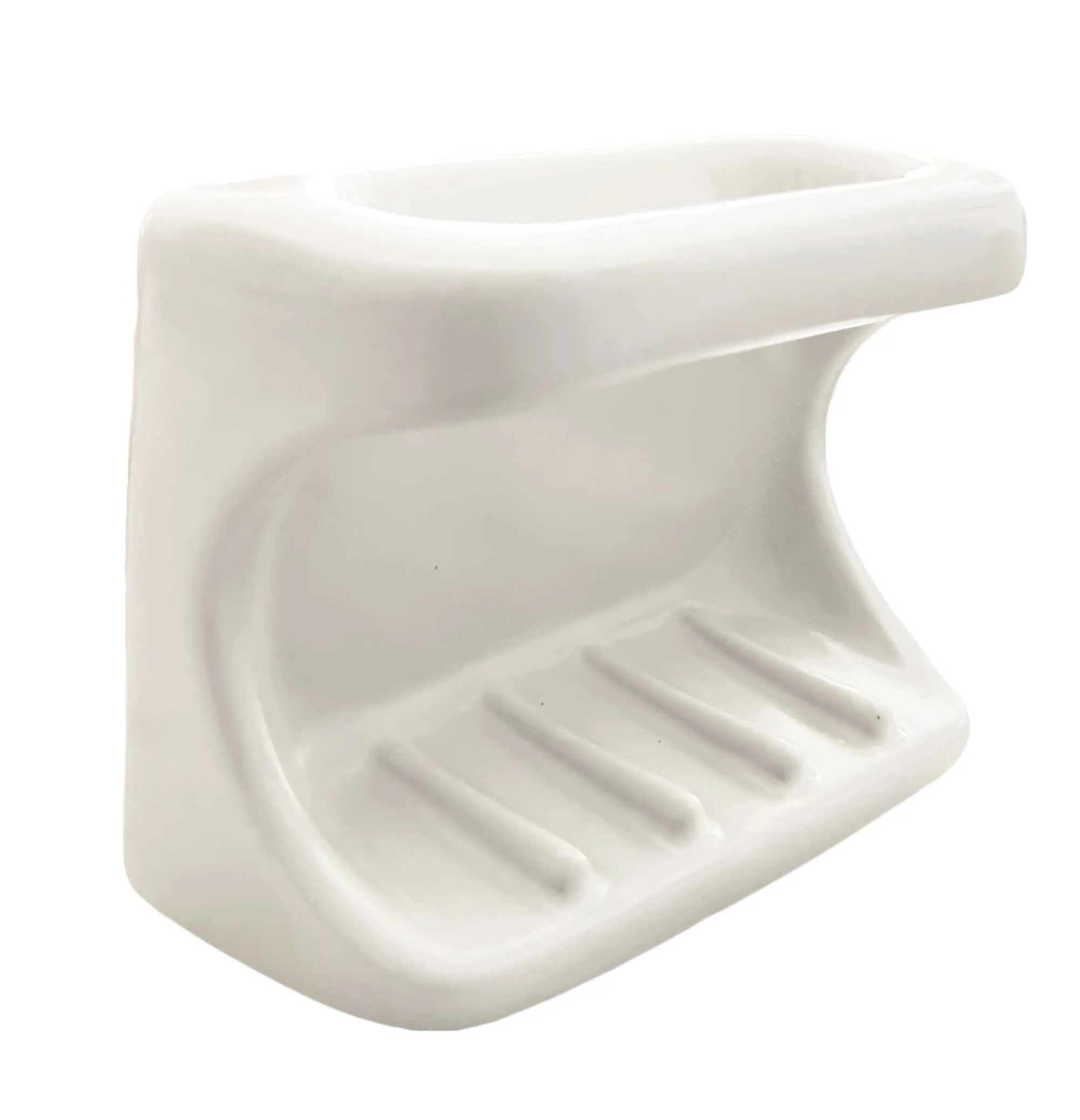 White Wall Mounted Bathroom Soap Dish with Grab Bar