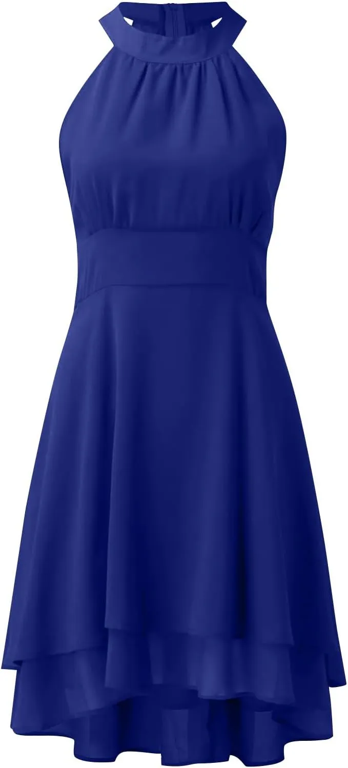 Women's Cocktail Dresses Sexy Elegant Trendy Solid Color Cold Shoulder Prom Party Midi Dress, S-5XL
