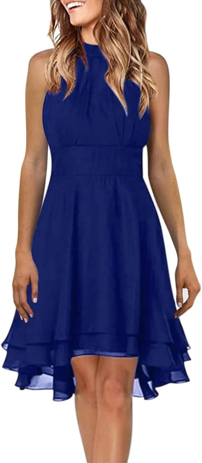 Women's Cocktail Dresses Sexy Elegant Trendy Solid Color Cold Shoulder Prom Party Midi Dress, S-5XL