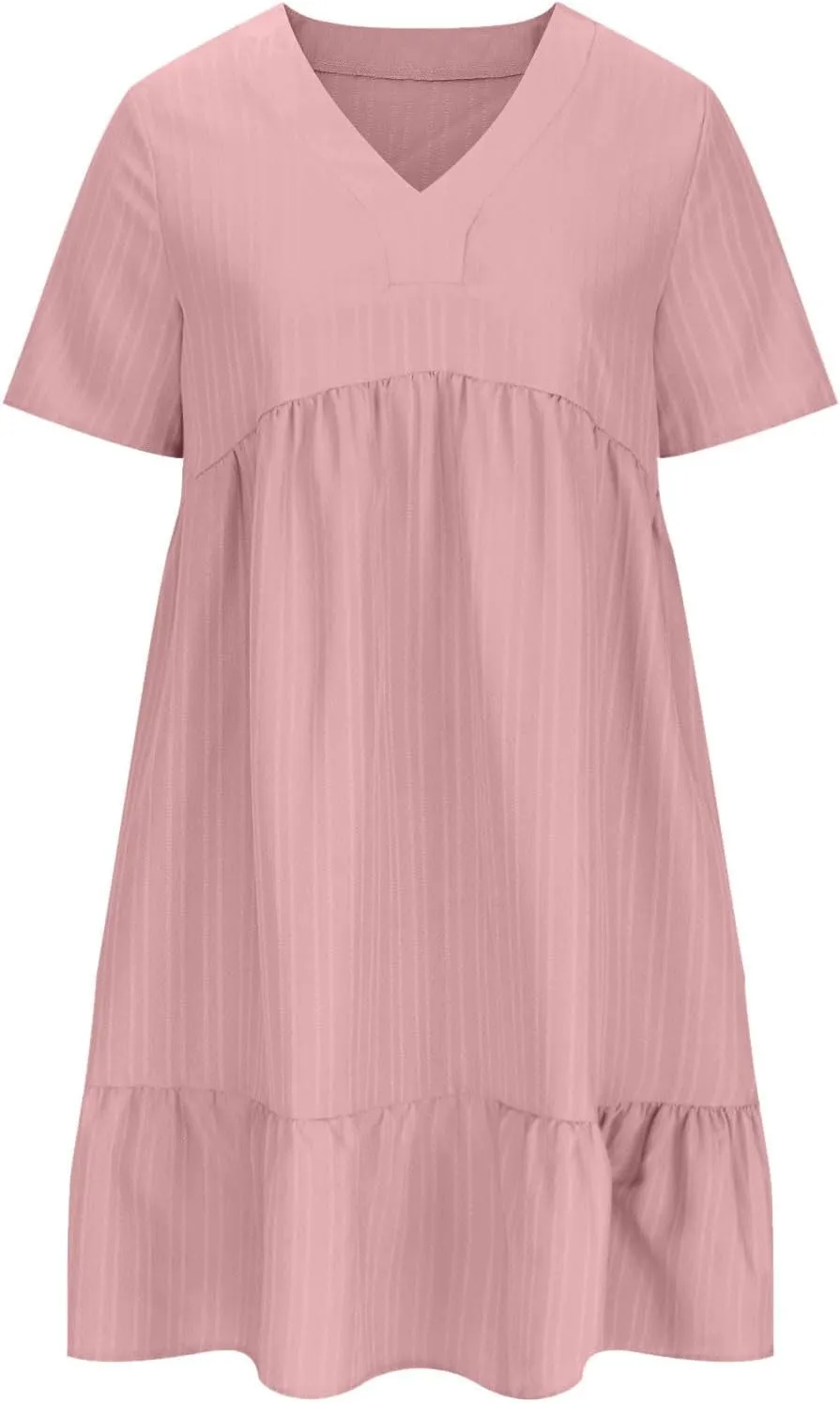 Womens Dresses Summer Plus Size Short Sleeve V Neck Casual Flowy Tshirt Dress Beach Travel Vacation Mini Sundress