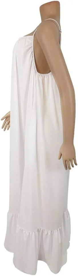 Women's Summer Floral Maxi Dress Sleeveless Smocked Ruffle Long Flowy Beach Vacation Boho Sundresses