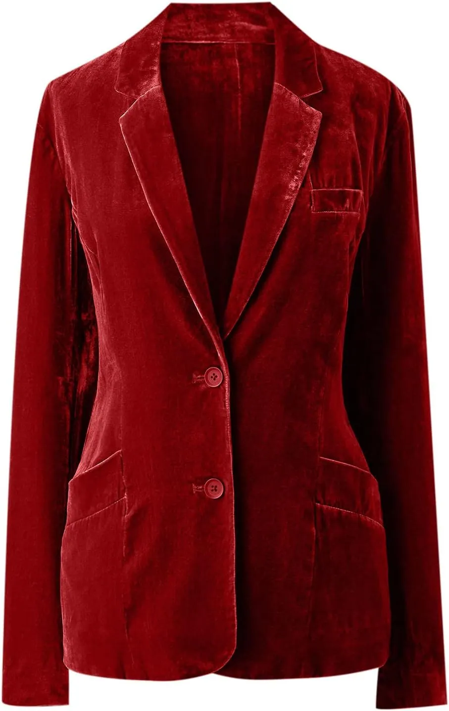 Womens Velvet Blazer Cozy Lightweight Outerwear Retro Buttons Long Sleeve Pokets Jacket Cardigan Coat Office Blazers