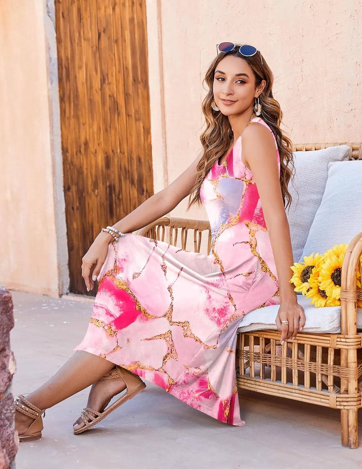 Zeagoo Womens Casual Dress for Summer Tank Dress Loose Flowy Beach Dress with Pockets Hankerchief Flare Midi Sundress 2025