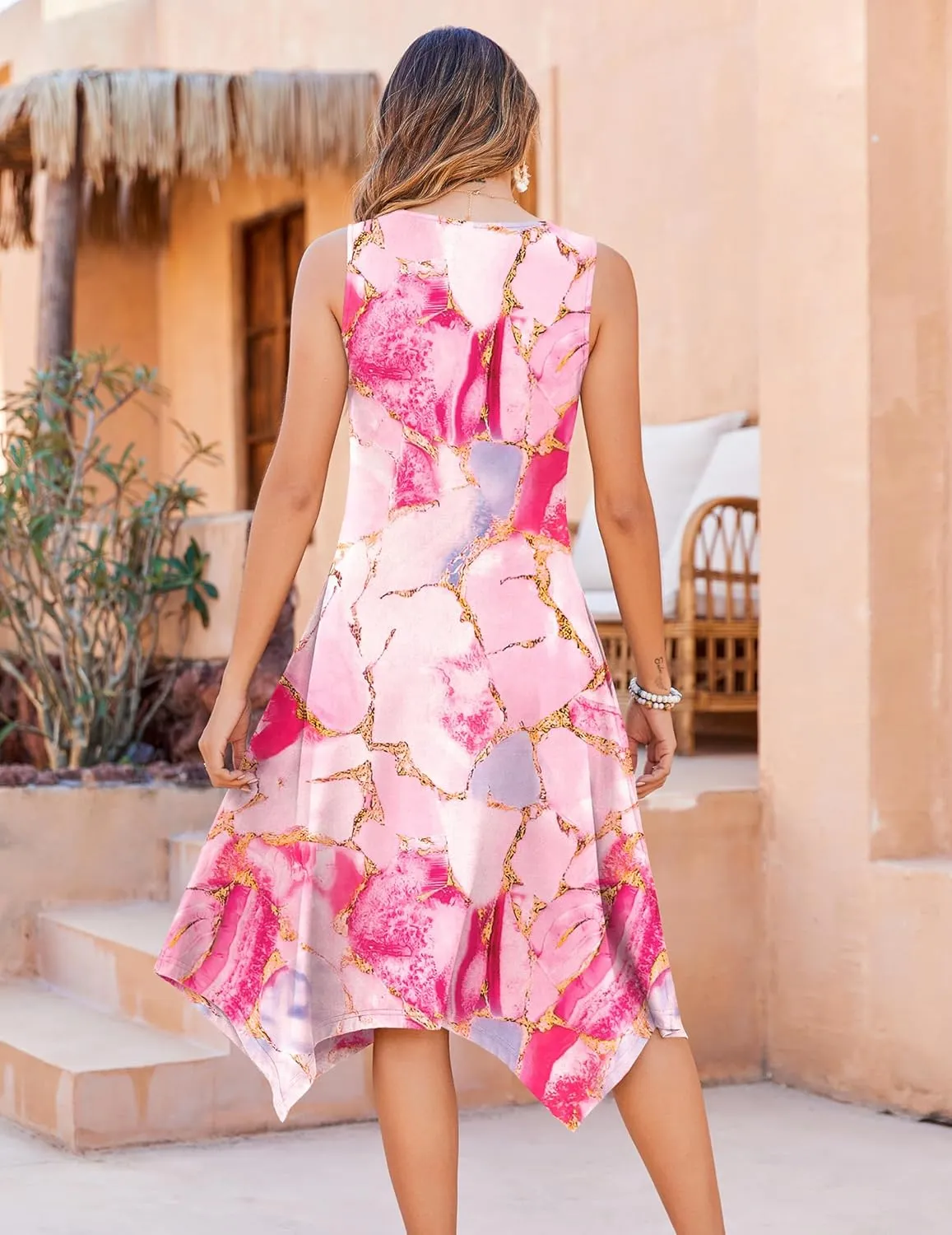 Zeagoo Womens Casual Dress for Summer Tank Dress Loose Flowy Beach Dress with Pockets Hankerchief Flare Midi Sundress 2025
